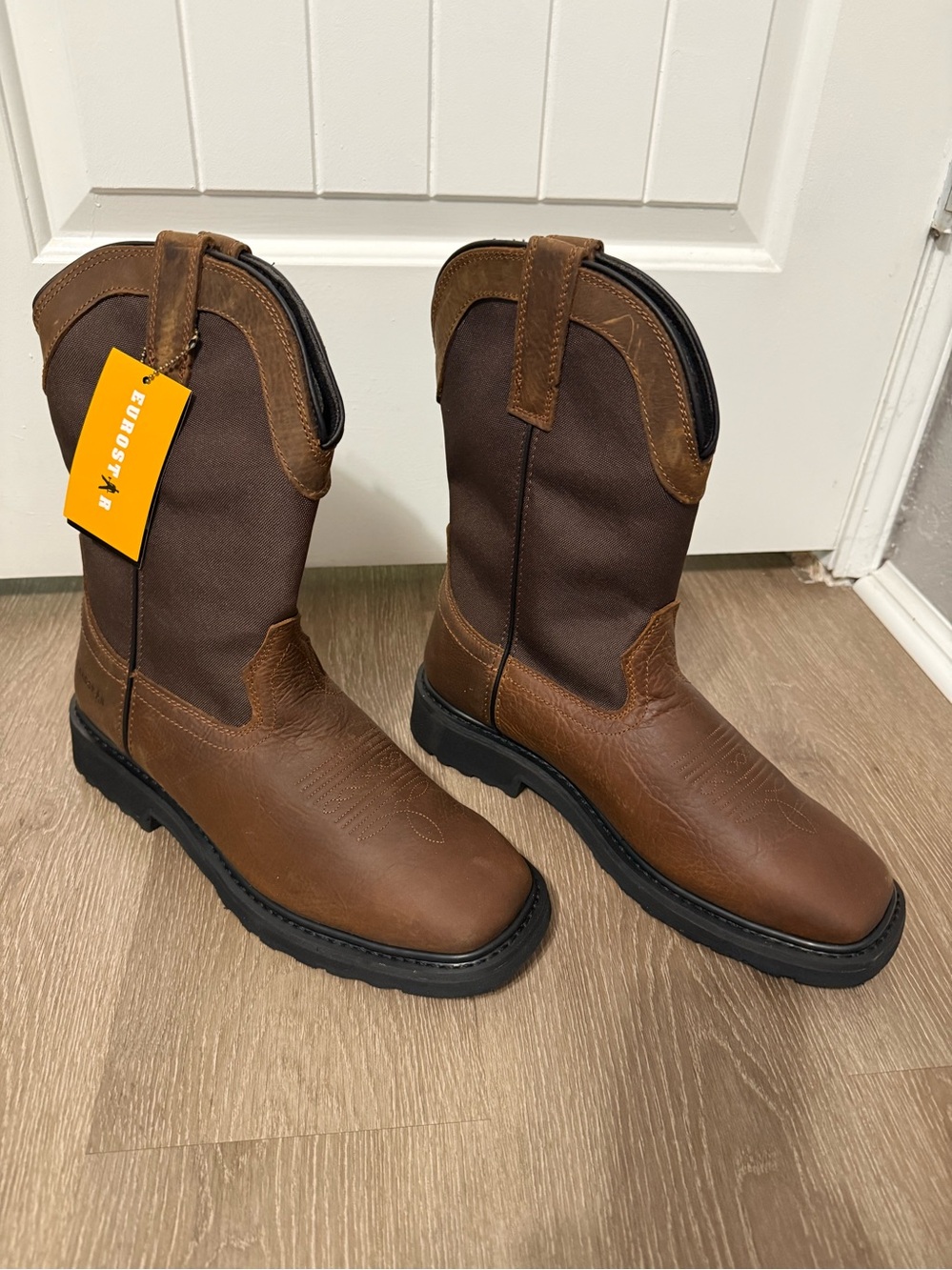 Men's Brown Ranch Work Boots - Durable Pull-On Style